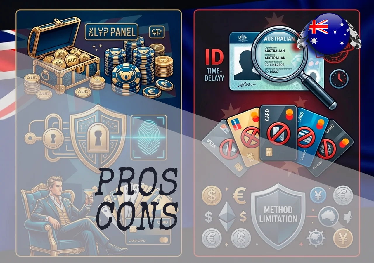 Pros and cons of instant withdrawal casinos in Australia, including cash control, security, KYC, and payment method limits